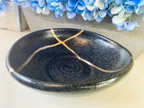 Kintsugi Black Irregular Stoneware Bowl