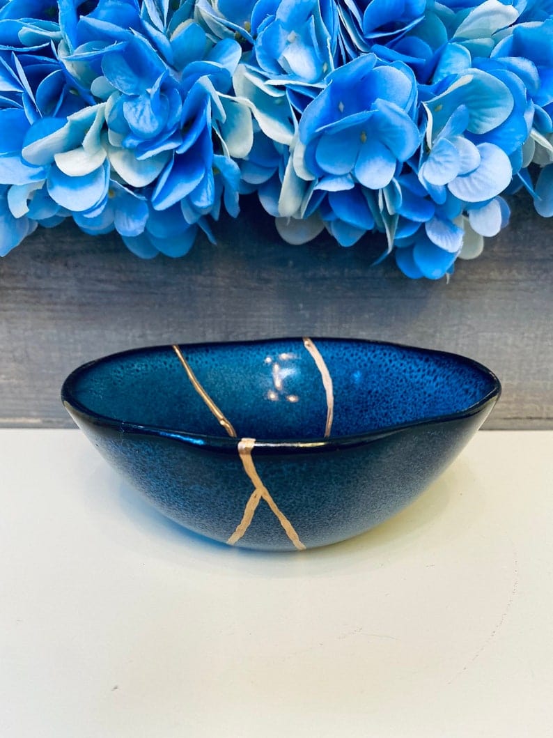Kintsugi Blue Stoneware Bowl