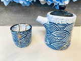 Kintsugi Bowl, Home Decor, Personalized Gifts, Gifts for Her, Gifts for Him, Wedding Gifts, Kintsugi Repaired Blue Wave Tea Set