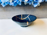 Kintsugi Dish, Kintsugi Gifts, Gifts for Her, Wedding Gifts, Home Gifts, Kintsugi Repaired Small Blue Lined Reactive Glaze Ring Dish