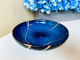 Kintsugi Bowl, Home Decor, Personalized Gifts, Gifts for Her, Wedding Gifts, Kintsugi Repaired Large Cat Eye Blue Glaze Bowl