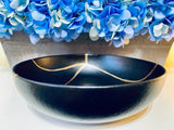 Kintsugi Bowl, Kintsugi Gifts, Home Decor, Home Gifts, Kintsugi Repaired Black and Gold Low Stoneware Bowl