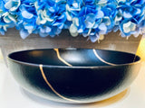 Kintsugi Bowl, Kintsugi Gifts, Home Decor, Home Gifts, Kintsugi Repaired Black and Gold Low Stoneware Bowl