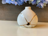 Kintsugi Repaired White Porcelain Bud Vase Gold Inlaid
