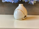 Kintsugi Repaired White Porcelain Bud Vase Gold Inlaid