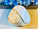 Kintsugi Repaired White Porcelain Curved Bowl
