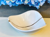 Kintsugi Repaired Medium Porcelain White Curved Bowl