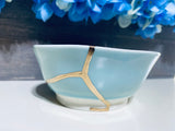 Kintsugi Repaired Aqua with Gold Bowl