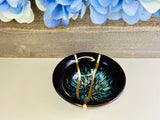 Kintsugi Hyacinthine Blue Bowl, Kintsugi Pottery, Minimalist Gold Repair Teacup