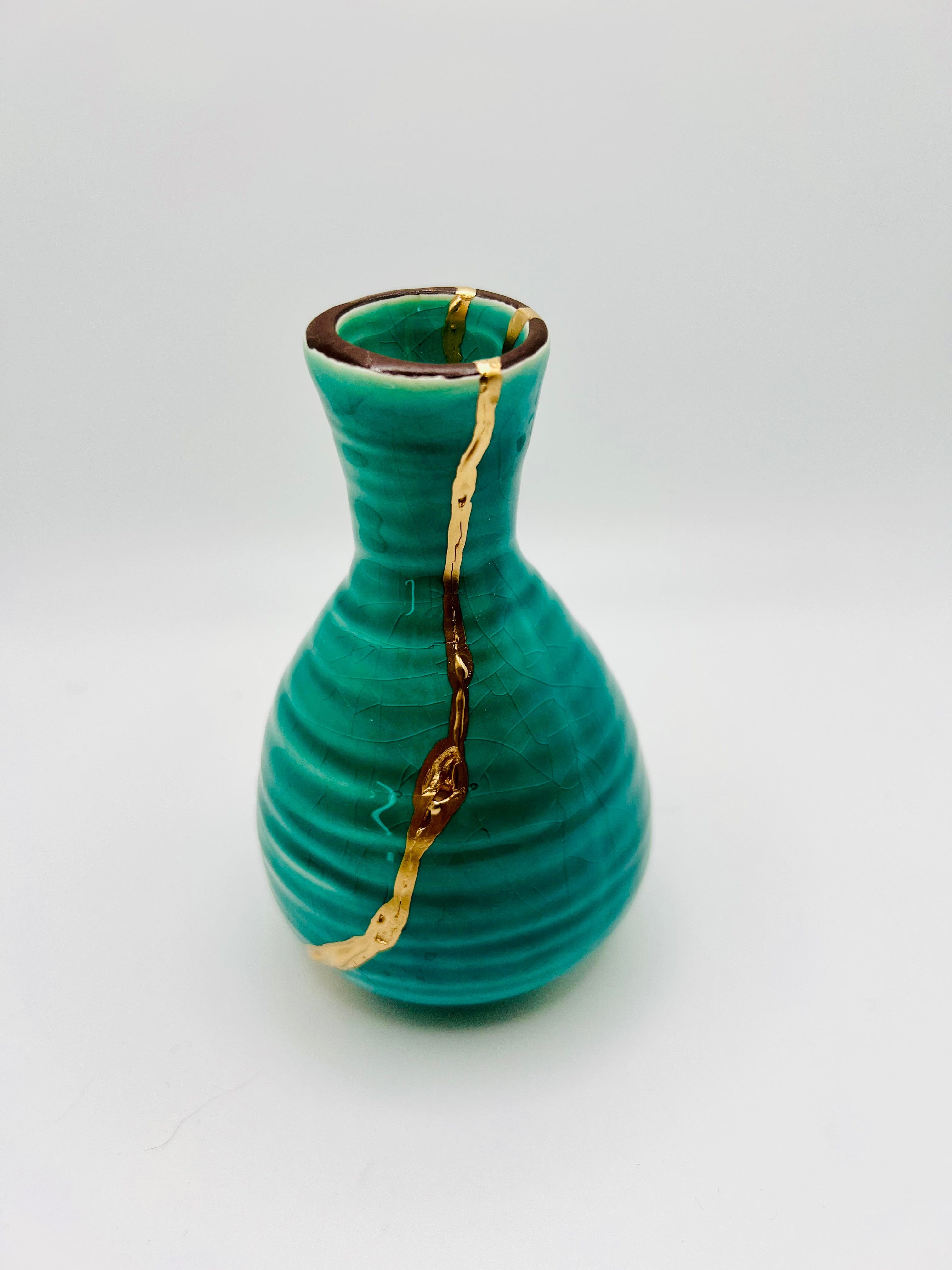 Kintsugi Jade Mini Vase, Kintsugi Minimalist Ceramic Pottery, Wedding Gifts