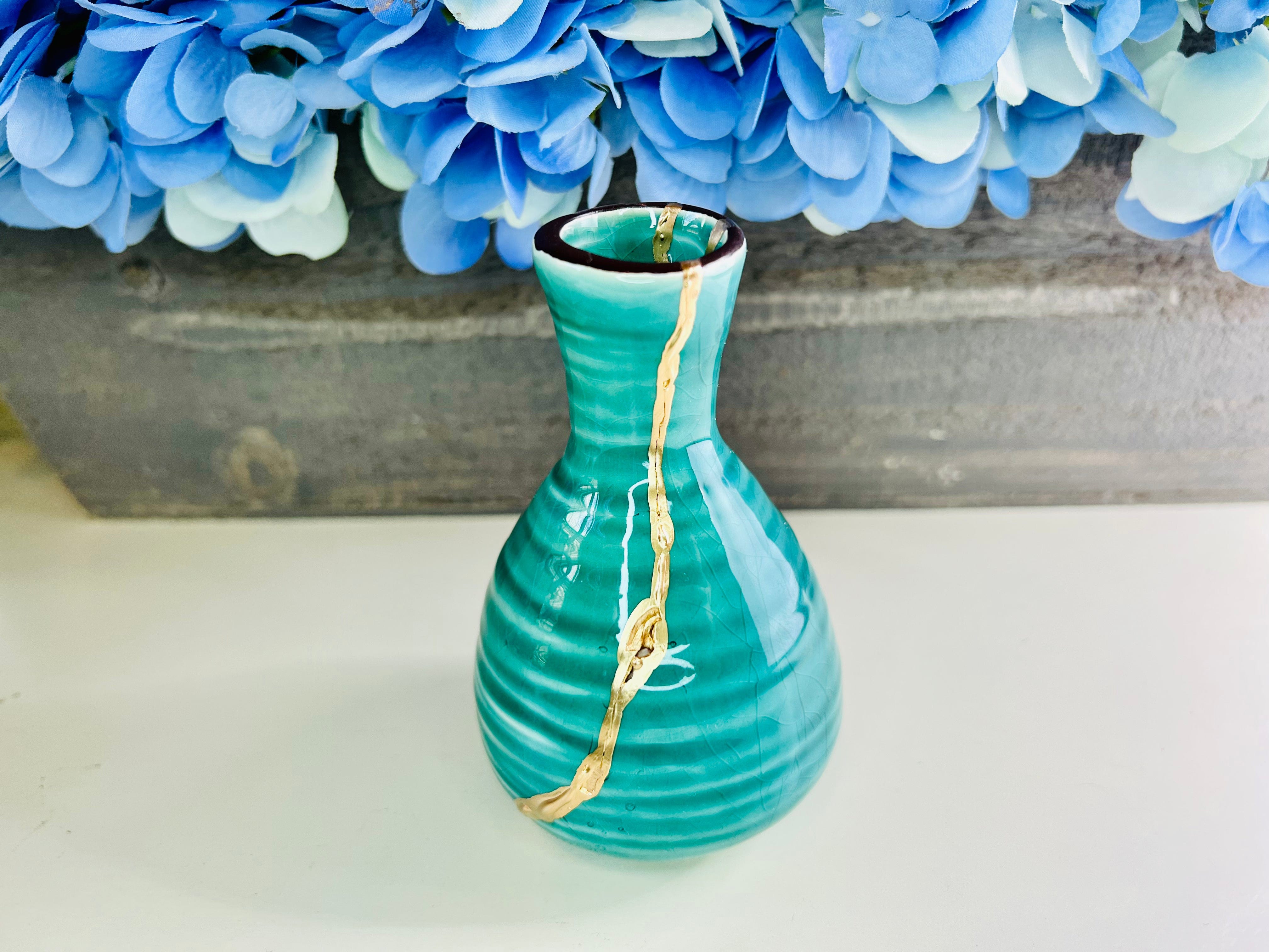 Kintsugi Jade Mini Vase, Kintsugi Minimalist Ceramic Pottery, Wedding Gifts