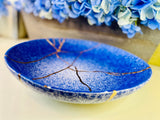 Kintsugi Pottery Blue Frosted Bowl