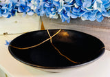 Kintsugi Bowl, Matte Black Bowl, Black Stoneware Halloween Decor, Handmade Home Decor, Fall Gifts, Minimalist, Kintsugi Black Stoneware Bowl