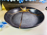 Grey Stone Kintsugi Bowl, Fall Gifts, Handmade Home Decor, Halloween Decor, Minimalist, Personalized Gift, Kintsugi Grey Stoneware Bowl