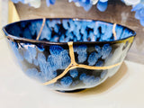 Kintsugi Repaired Blue Petal Bowl