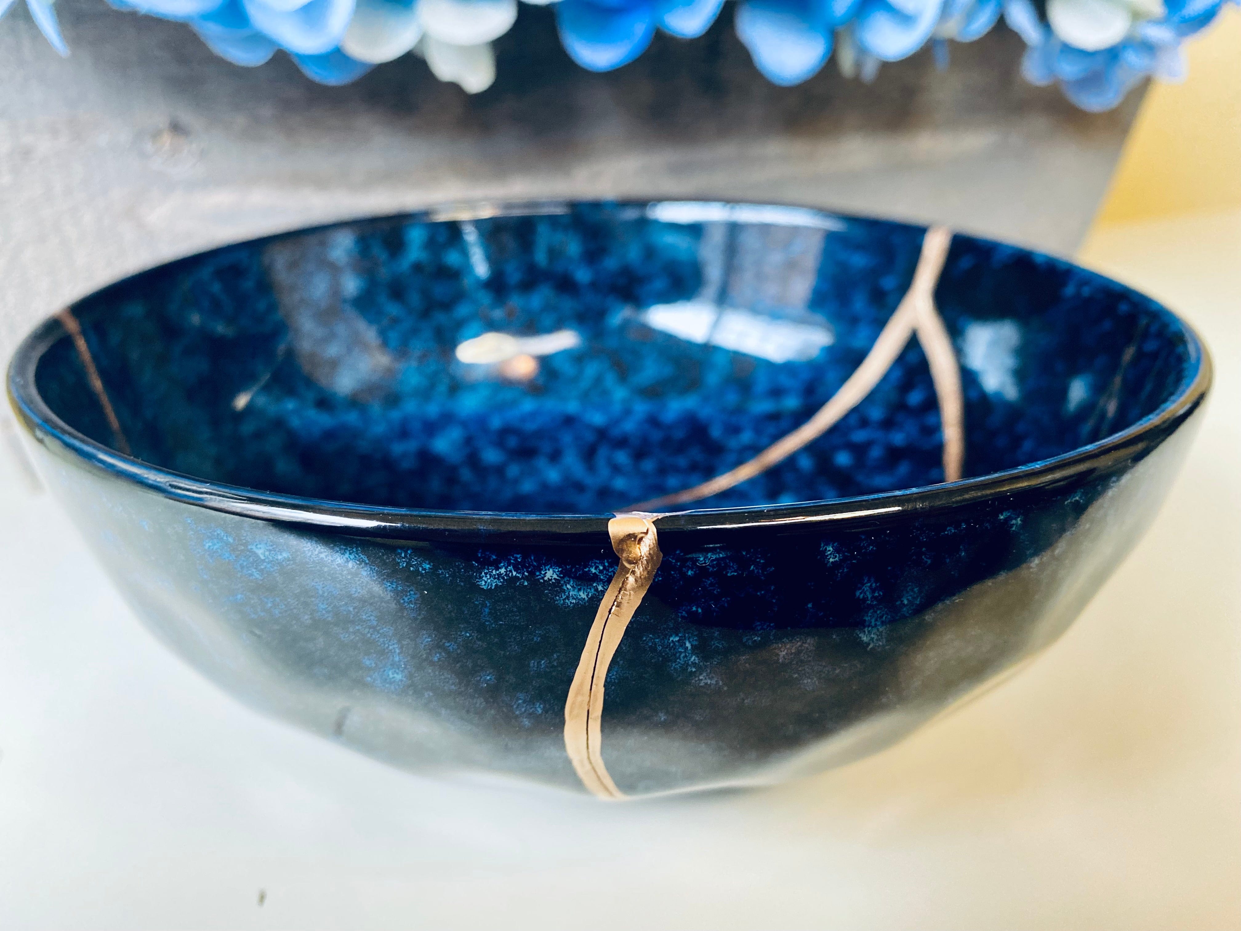 Kintsugi Repaired Blue Celestial Bowl