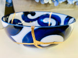 Kintsugi White Blue Nami Bowl