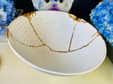 Kintsugi Bowl, Extra Large Centerpiece, Kintsugi Pottery, Japanese Decor, Fine Art Ceramics, Gifts, Large Porcelain Centerpiece Bowl