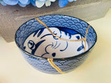 Kintsugi Blue Wave Cat Bowl