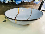 Kintsugi Bowl, Mayan Sky Blue Kintsugi Bowl, Fall Decor, Kintsugi Art, Handmade Home Decor, Minimalist, Kintsugi Baby Blue Bowl