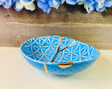 Kintsugi Gifts, Turkish Blue Bowl, Kintsugi Pottery, Kintsugi Bowl, Japanese Decor, Minimalist, Graduation, Kintsugi Blue Cross Stitch Bowl
