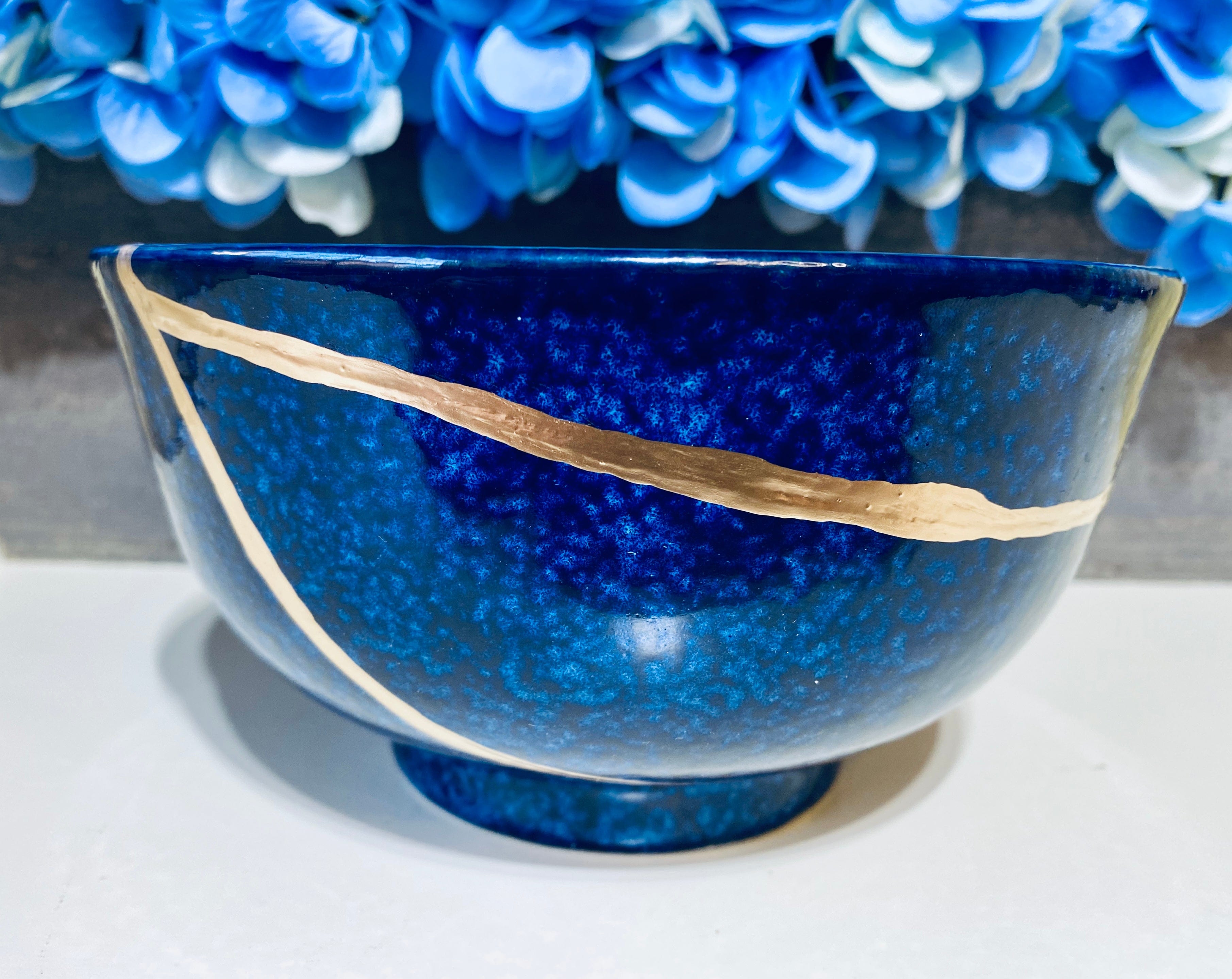 Kintsugi Ocean Blue Ramen Bowl Large