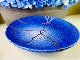 Kintsugi Pottery Blue Frosted Bowl